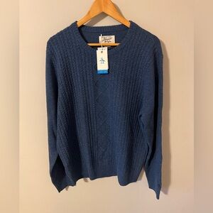Original Penguin Donegal Fisherman Cable Knit Sweater XXL 100% Lambswool